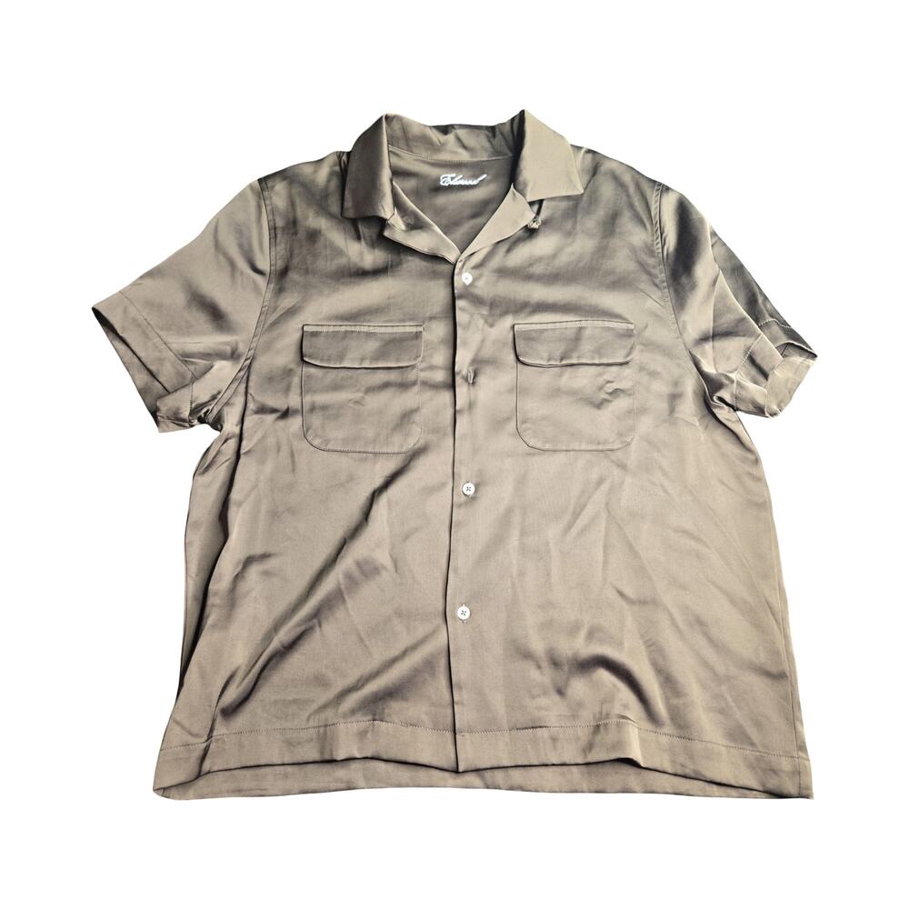 Elwood Short Sleeve Satin Button-Up Bowling Shirt Size: S